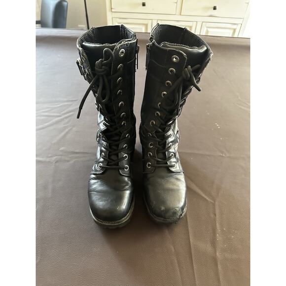Harley-Davidson Women’s Black Eda Lace / Zip Motorcycle Boots D83736 — Size 7M - Picture 1 of 7